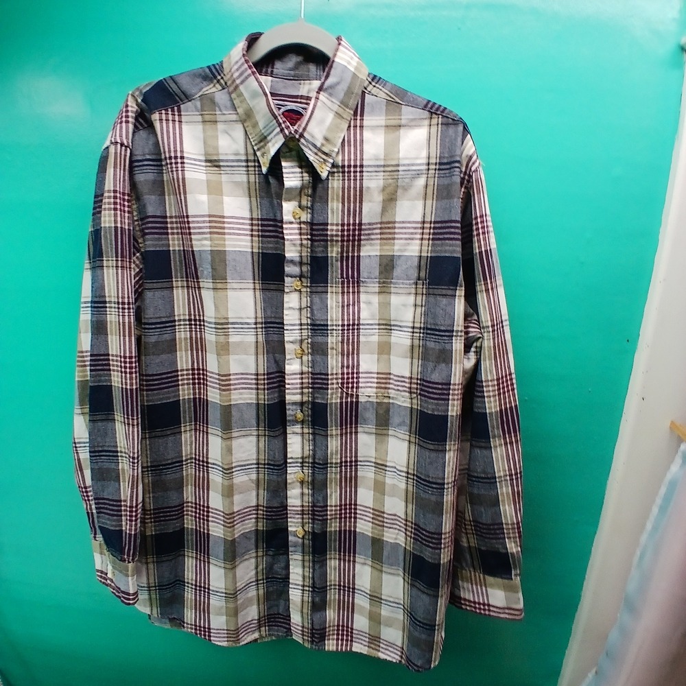 Williams Bay Trading Co Button Down Shirt Large Blue Plaid Gorpcore Outdoorsy